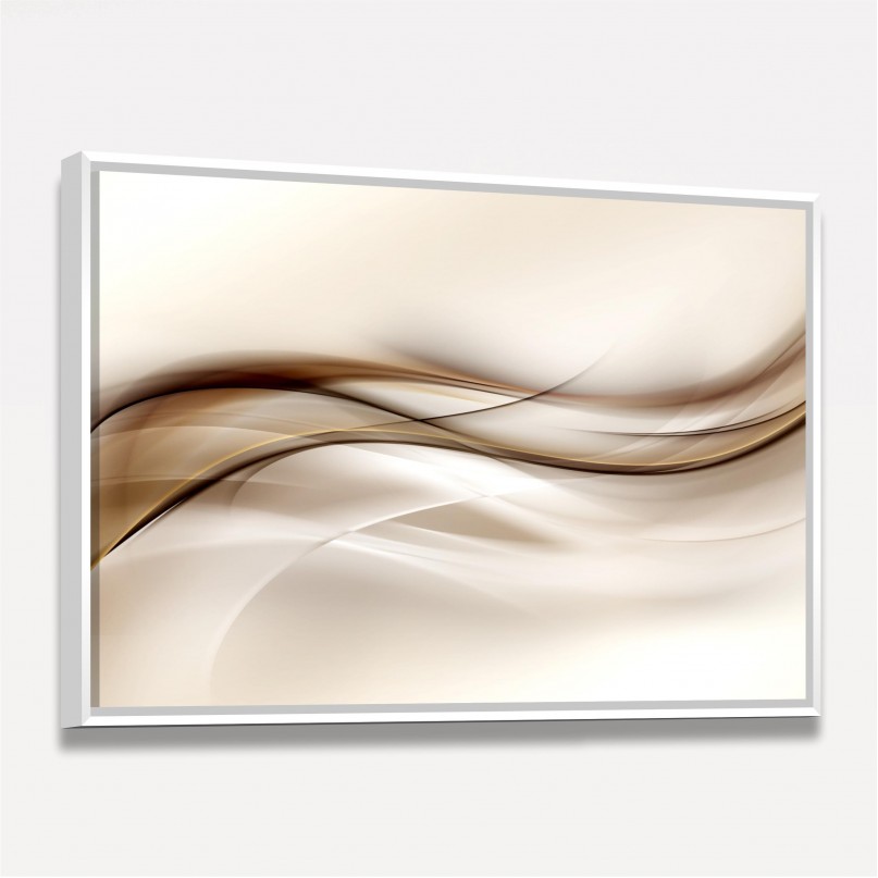 Quadro Abstrato Ondas em Tons Bege com Marrom