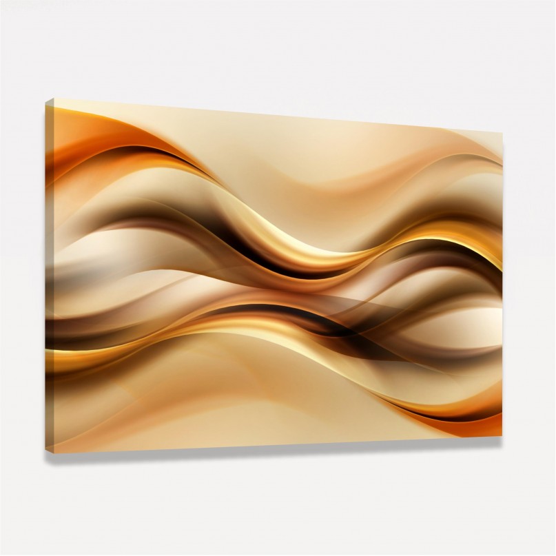 Quadro Abstrato Moderno Ondas Marrom e Dourado