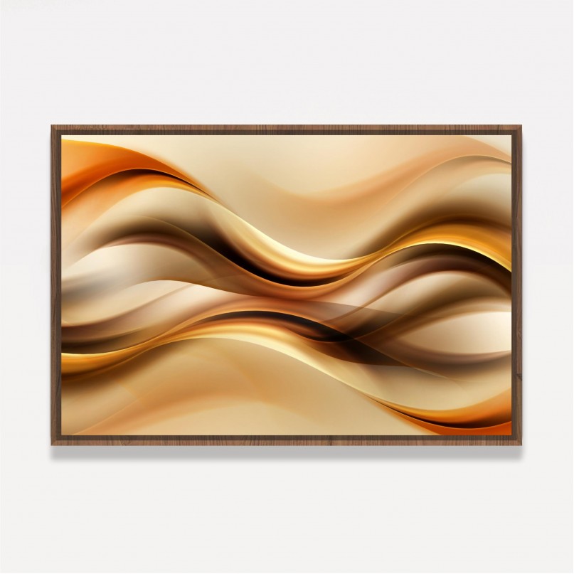 Quadro Abstrato Moderno Ondas Marrom e Dourado