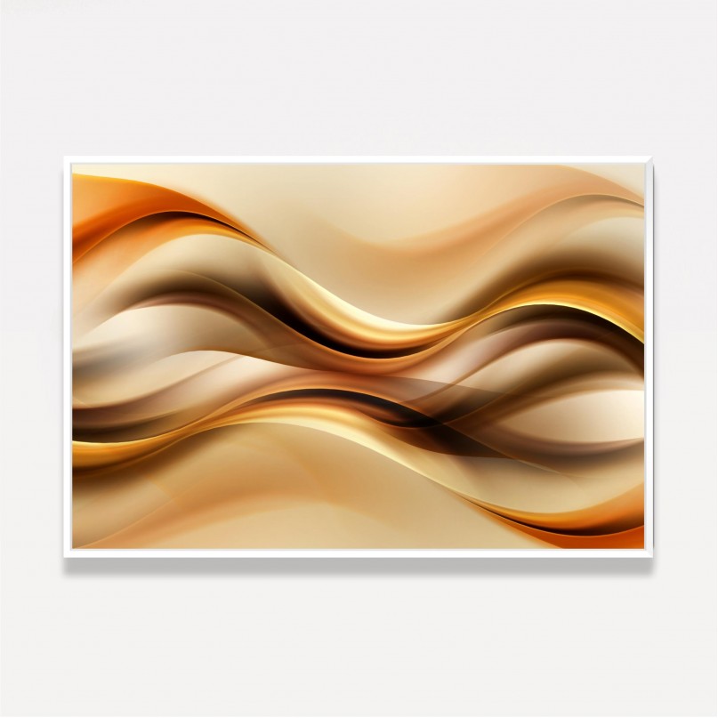 Quadro Abstrato Moderno Ondas Marrom e Dourado
