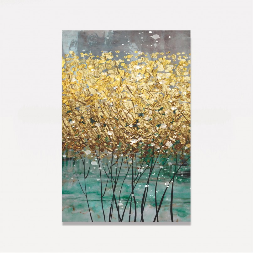 Quadro Abstrato em Arte Dourada Tela Moderna