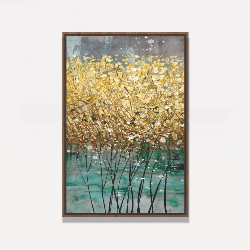 Quadro Abstrato em Arte Dourada Tela Moderna