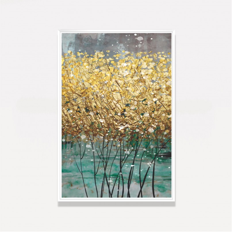 Quadro Abstrato em Arte Dourada Tela Moderna