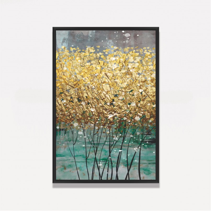 Quadro Abstrato em Arte Dourada Tela Moderna