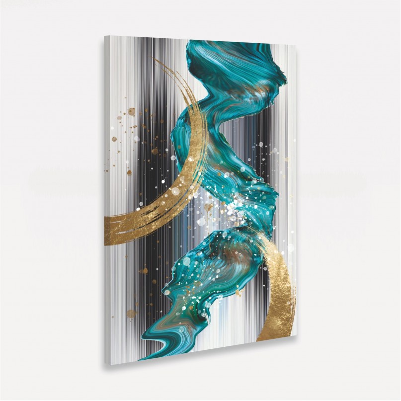 Quadro Abstrato Ouro Moderno Nordic Luxo