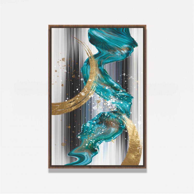 Quadro Abstrato Ouro Moderno Nordic Luxo