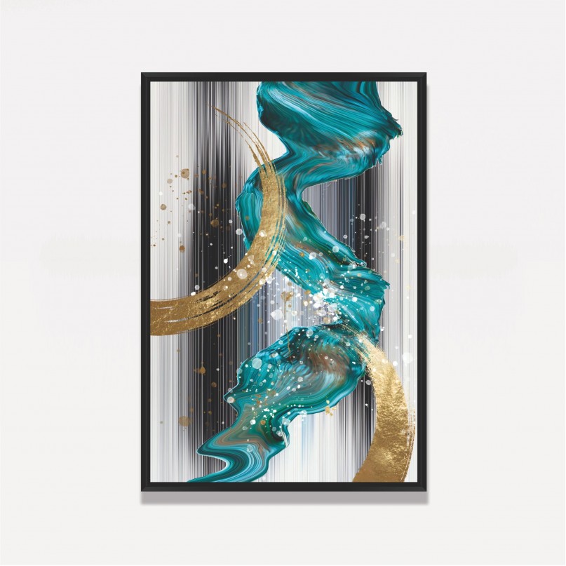Quadro Abstrato Ouro Moderno Nordic Luxo