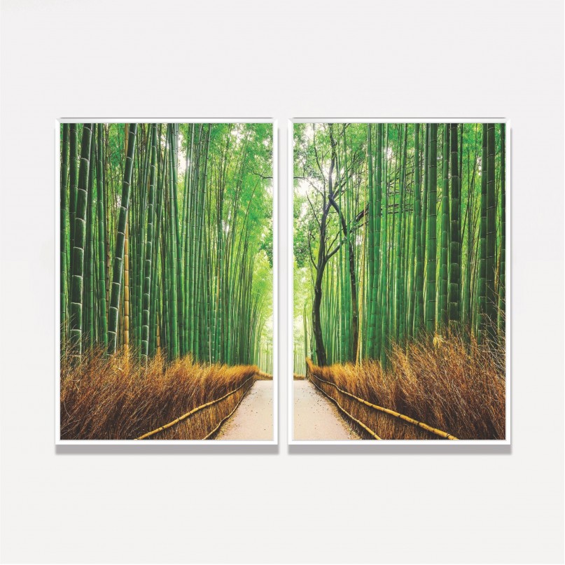 Quadro Floresta de Bambu Oriental - 2 Peças