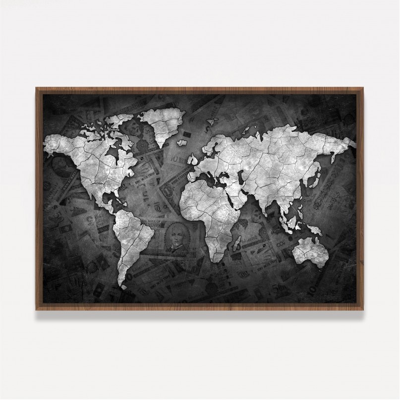 Quadro Mapa Mundi Sea ​​of ​​Money