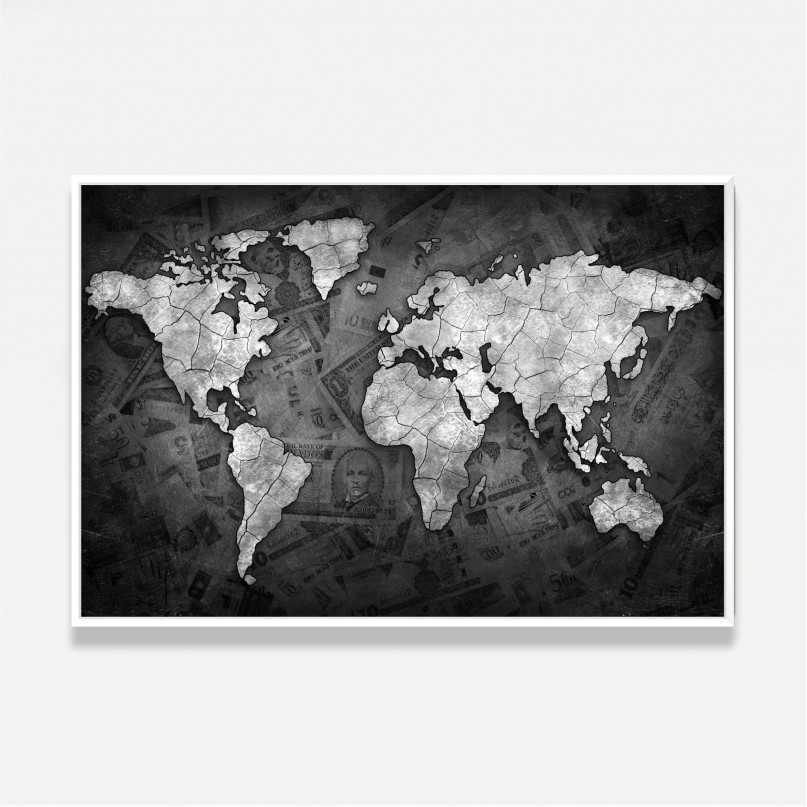 Quadro Mapa Mundi Sea ​​of ​​Money