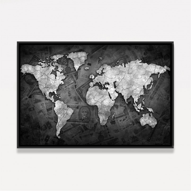 Quadro Mapa Mundi Sea ​​of ​​Money