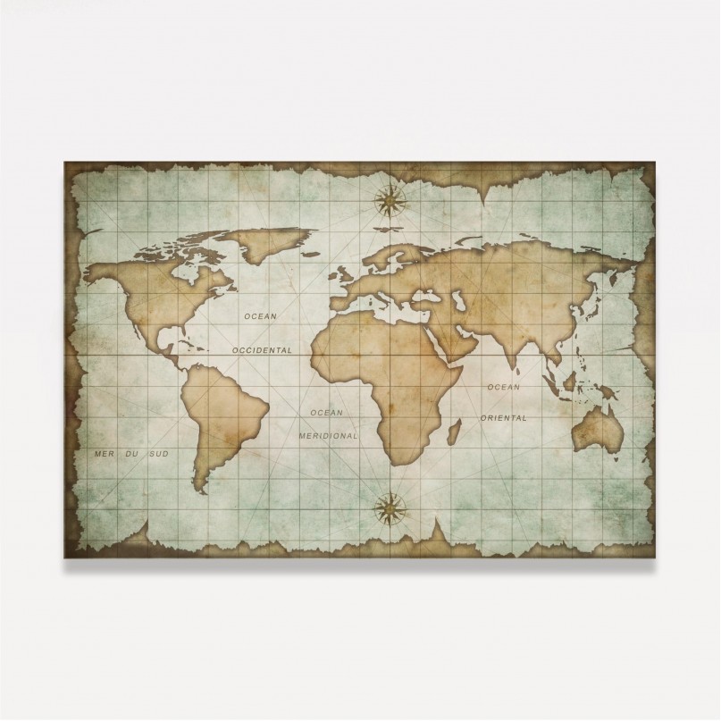Quadro Mapa do Mundo Antigo decorativo
