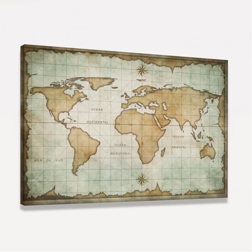 Quadro Mapa do Mundo Antigo decorativo