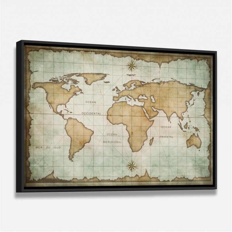 Quadro Mapa do Mundo Antigo decorativo