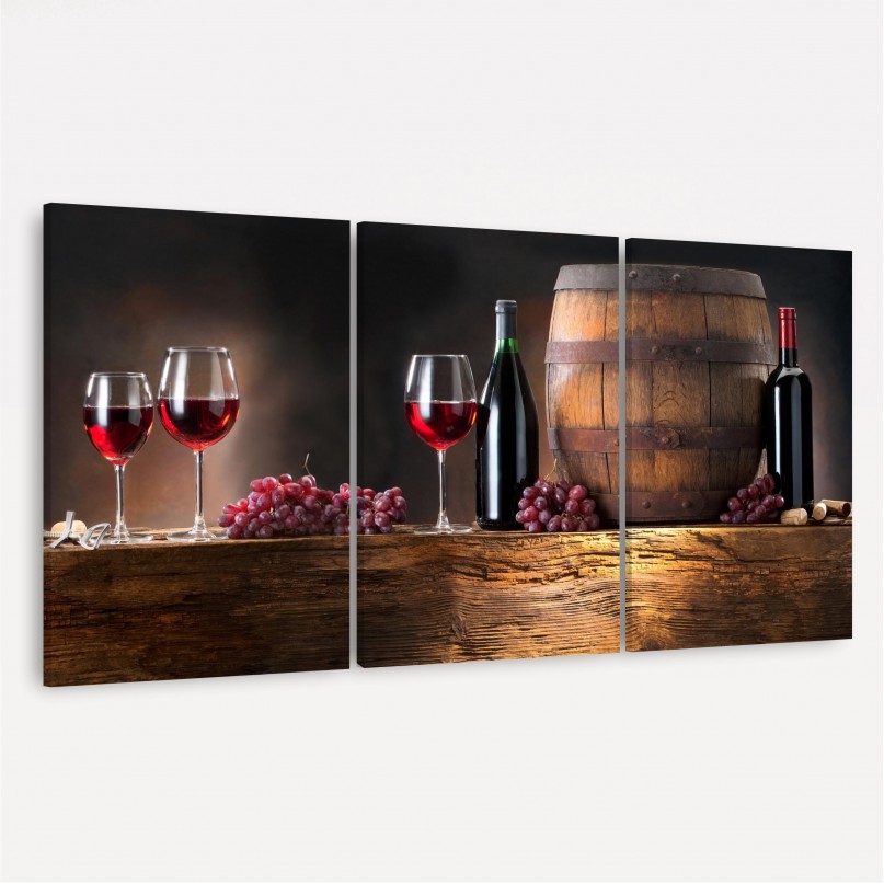 Quadro decorativo Vinho Taças Uvas - Gourmet