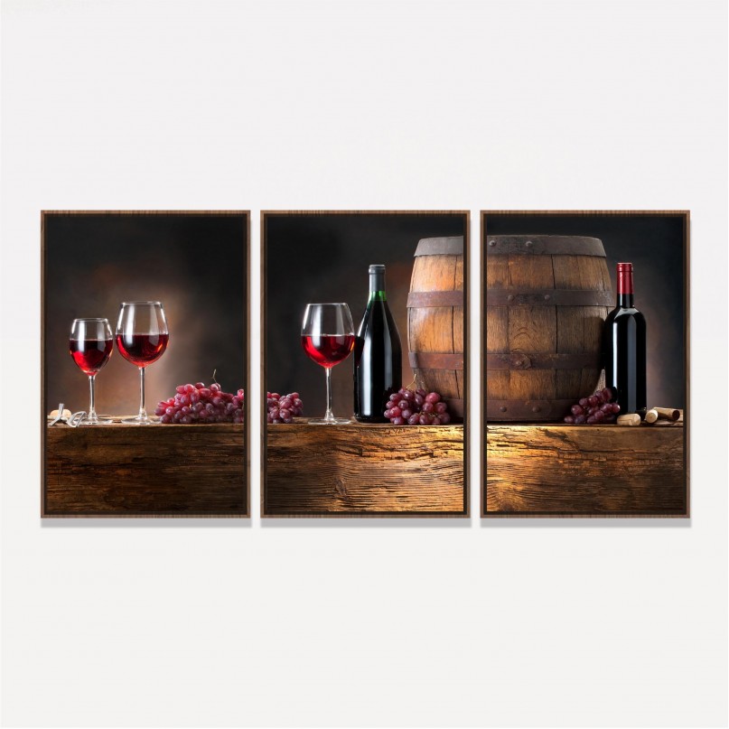 Quadro decorativo Vinho Taças Uvas - Gourmet