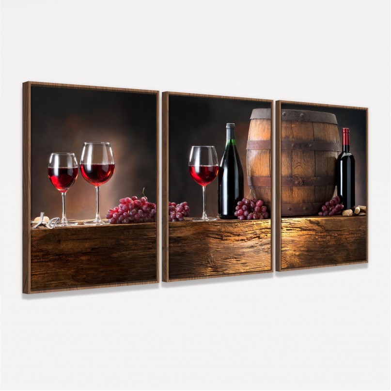 Quadro decorativo Vinho Taças Uvas - Gourmet
