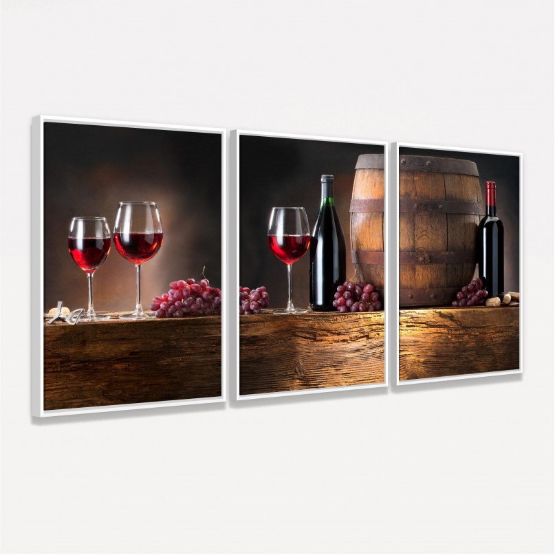 Quadro decorativo Vinho Taças Uvas - Gourmet