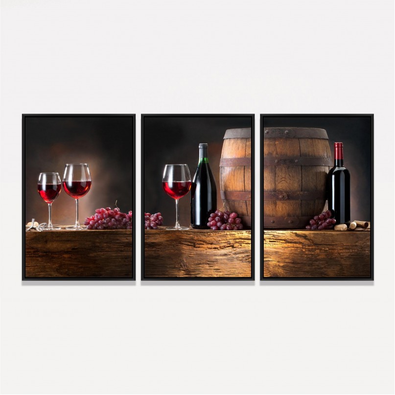 Quadro decorativo Vinho Taças Uvas - Gourmet