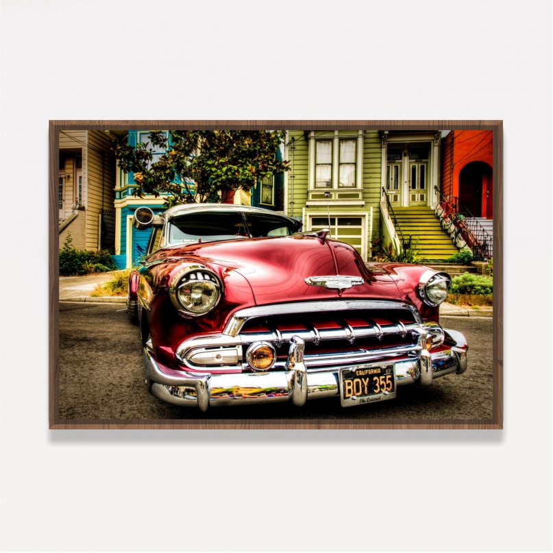 Quadro Carro Antigo - Chevrolet Clássico Vermelho
