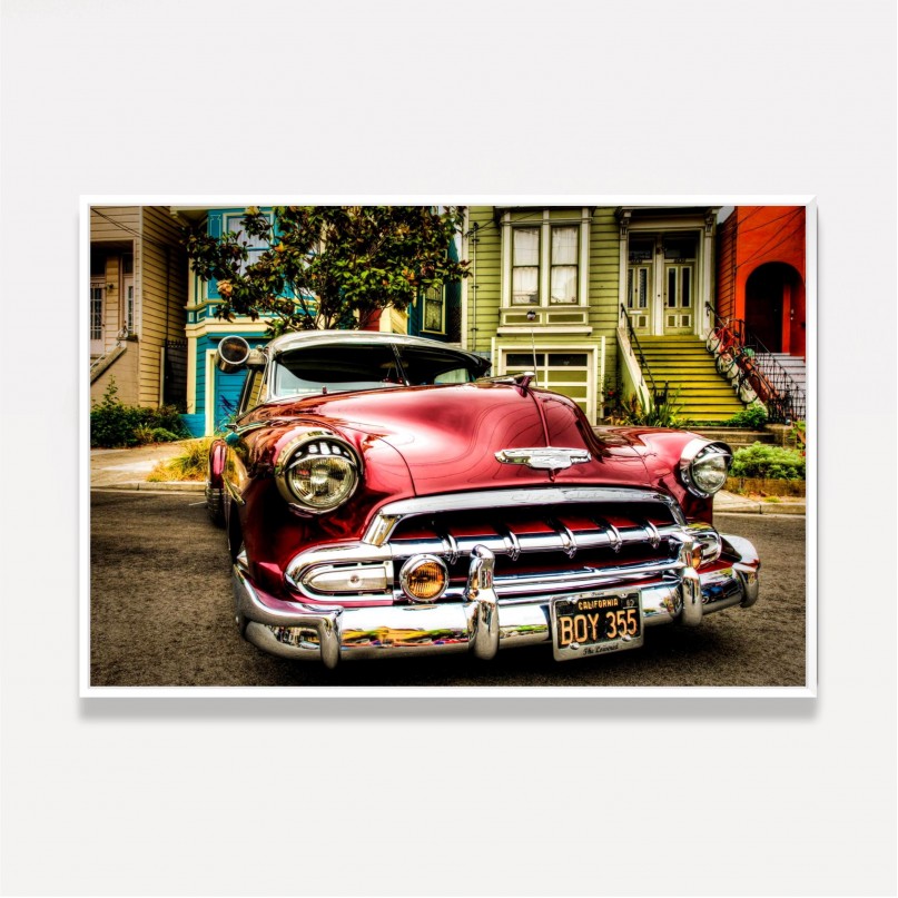 Quadro Carro Antigo - Chevrolet Clássico Vermelho