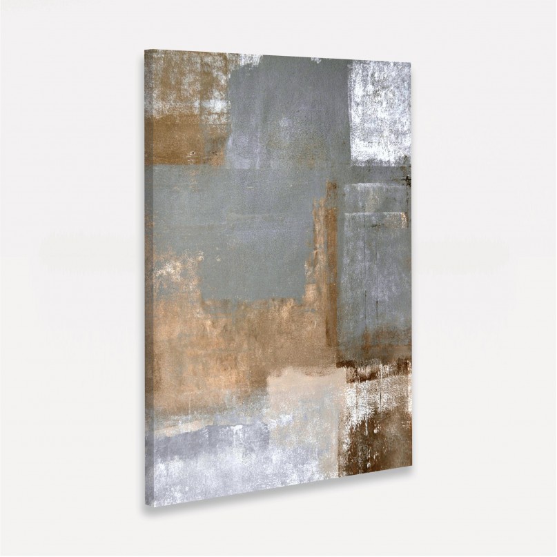 Quadro Abstrato Arte Moderna - Tons de Cinza e Bege