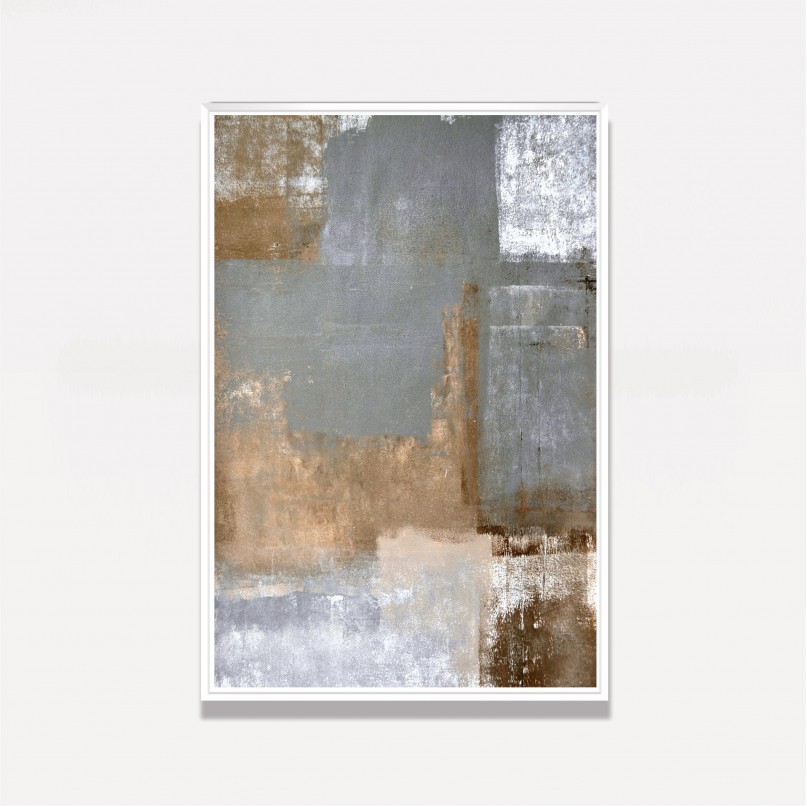 Quadro Abstrato Arte Moderna - Tons de Cinza e Bege