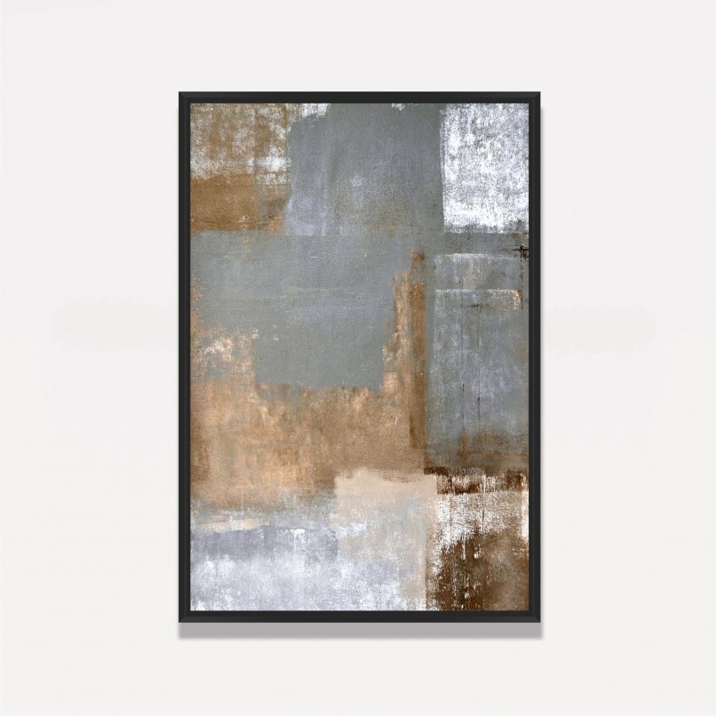 Quadro Abstrato Arte Moderna - Tons de Cinza e Bege