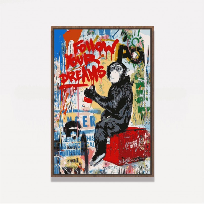 Quadro Monkey Art Siga Seus Sonhos