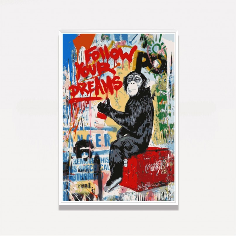Quadro Monkey Art Siga Seus Sonhos