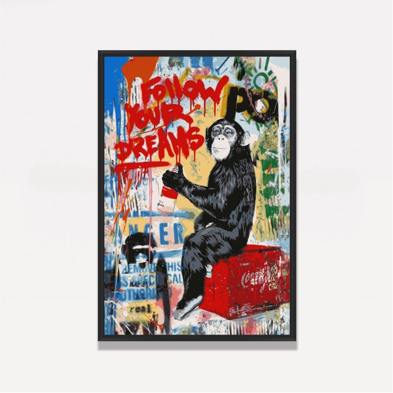 Quadro Monkey Art Siga Seus Sonhos
