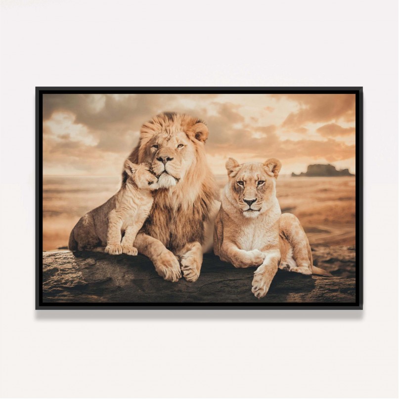 Quadro Família de Leões 1 Filhote Artístico