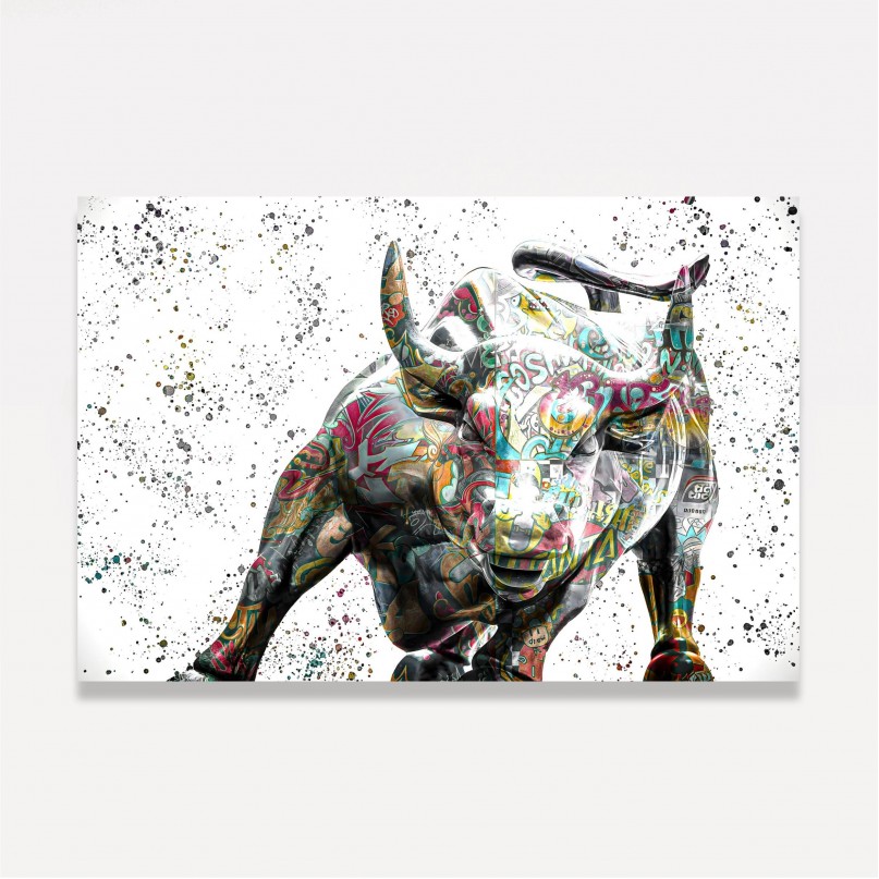 Quadro Touro de Wall Street Grafite Art