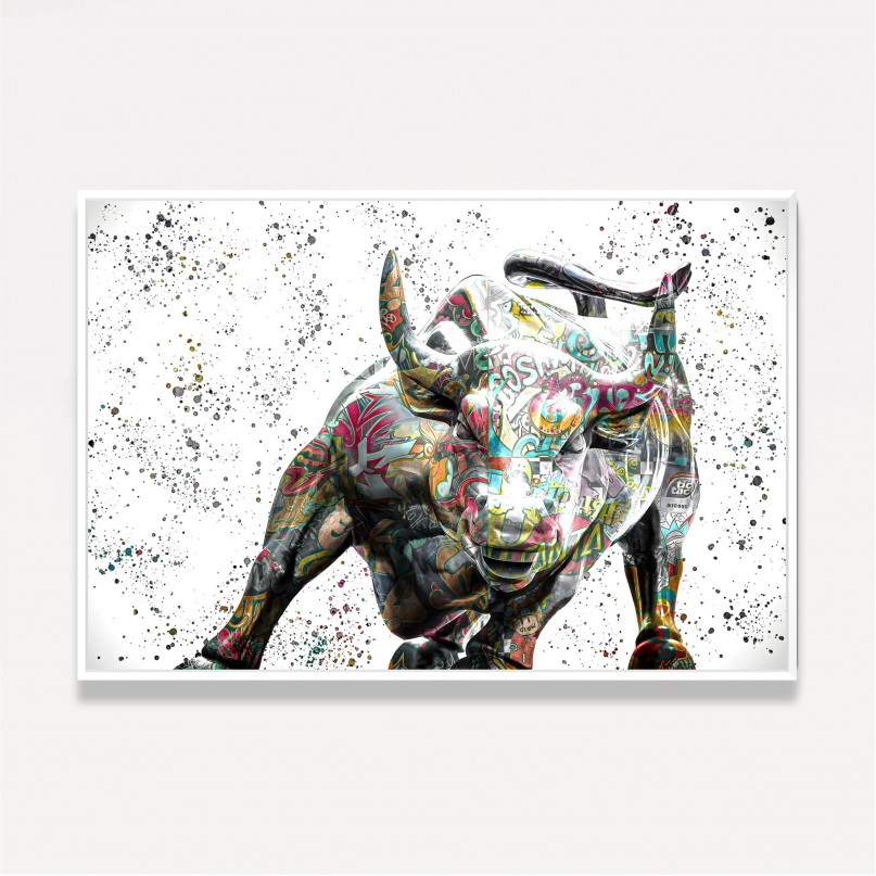 Quadro Touro de Wall Street Grafite Art
