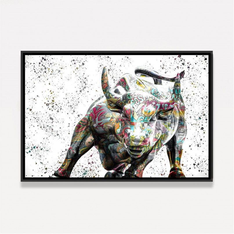 Quadro Touro de Wall Street Grafite Art
