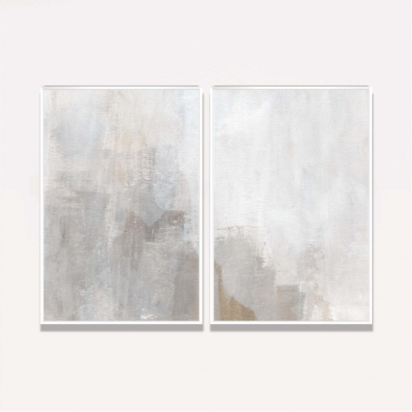 Quadro Abstrato Pintura Neutra Cores Suaves