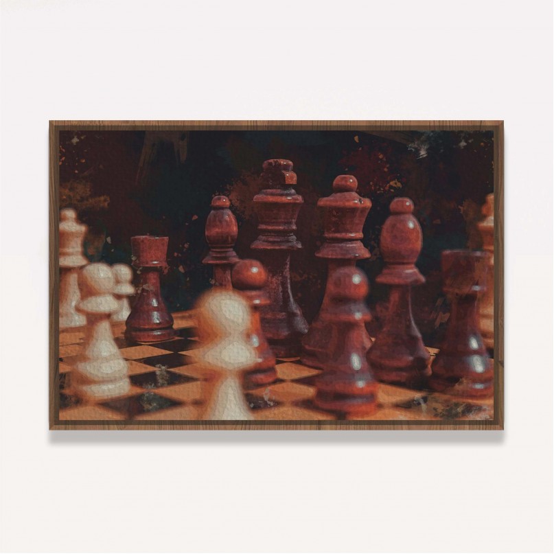 Quadro Xadrez Tabuleiro de Madeira Estilo Pintura