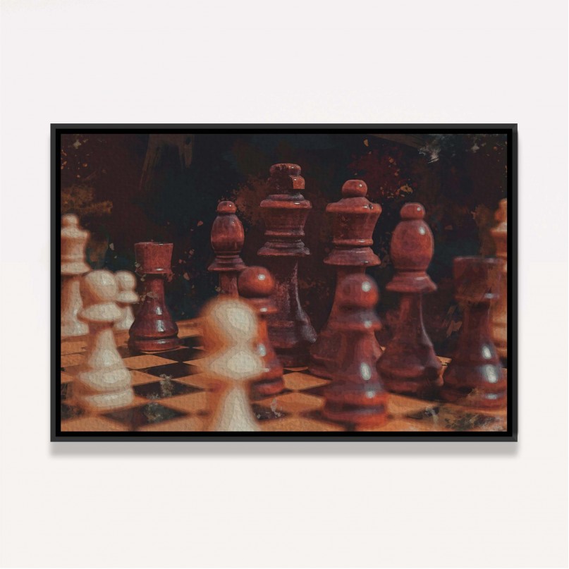 Quadro Xadrez Tabuleiro de Madeira Estilo Pintura