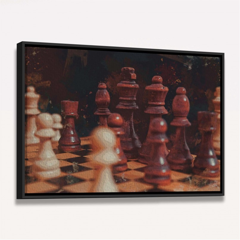 Quadro Xadrez Tabuleiro de Madeira Estilo Pintura