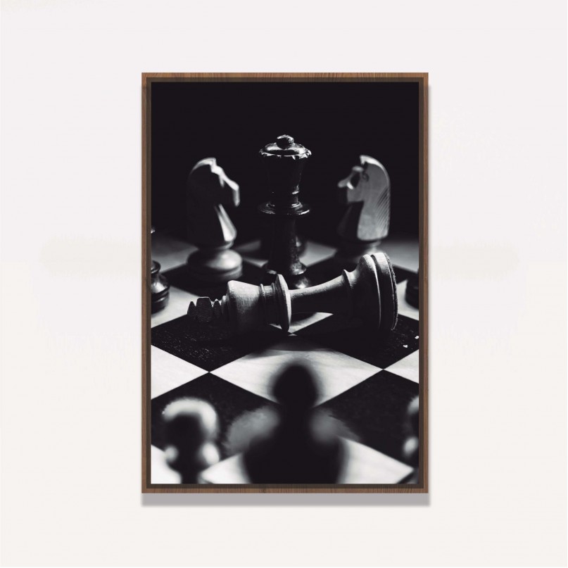 Quadro Xadrez Preto e Branco Xeque-Mate