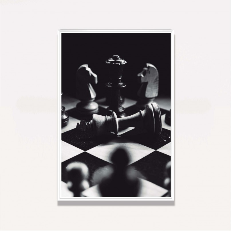 Quadro Xadrez Preto e Branco Xeque-Mate