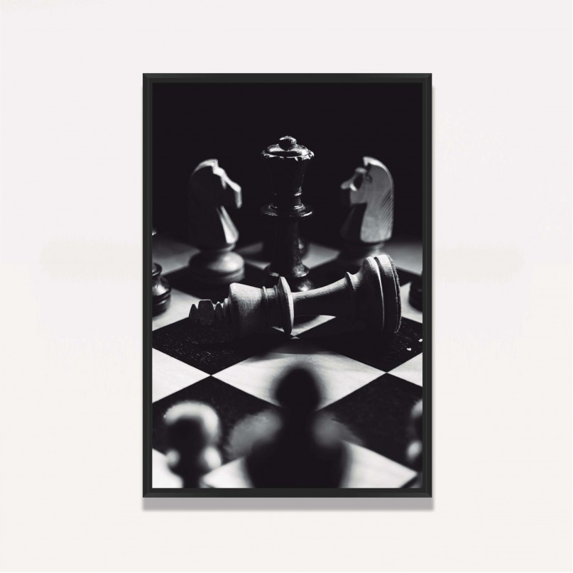 Quadro Xadrez Preto e Branco Xeque-Mate