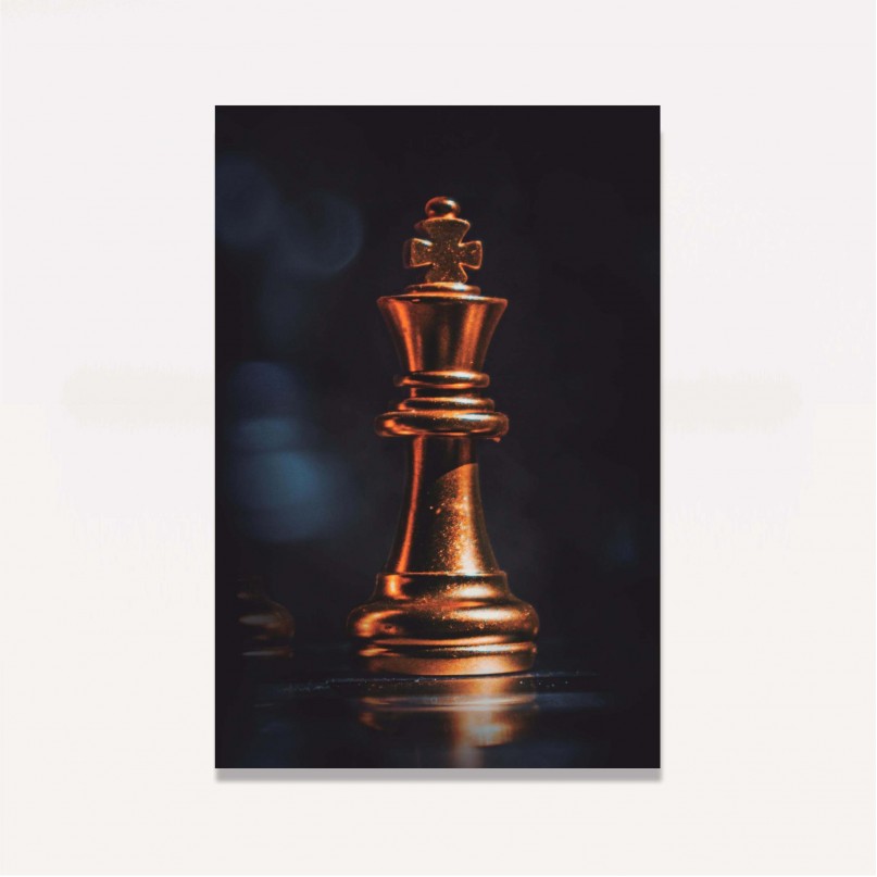 Quadro Xadrez Rei em Dourado