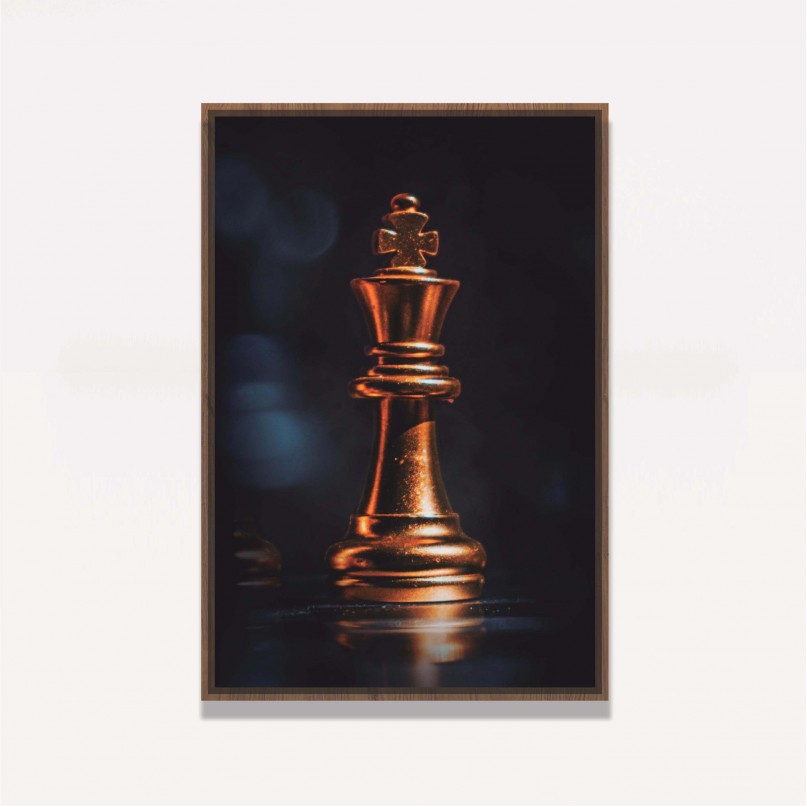 Quadro Xadrez Rei em Dourado