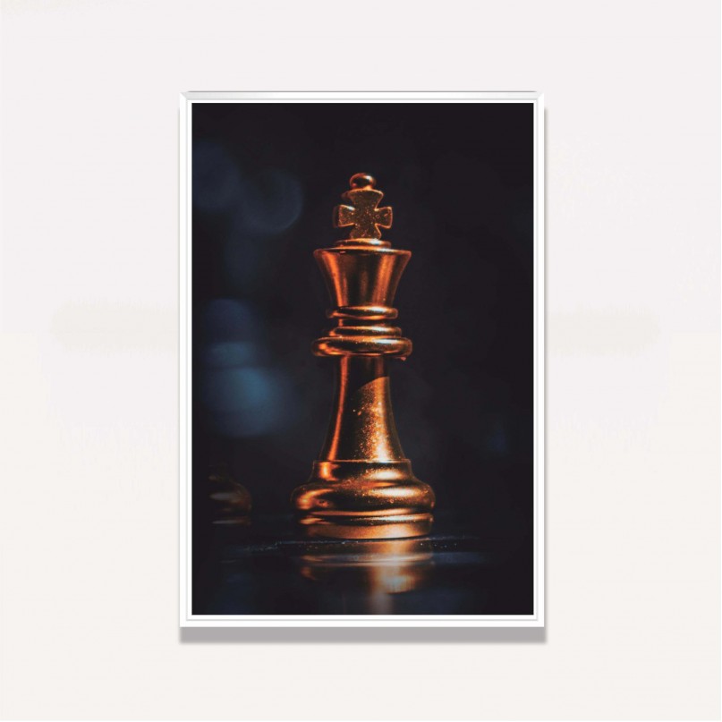 Quadro Xadrez Rei em Dourado