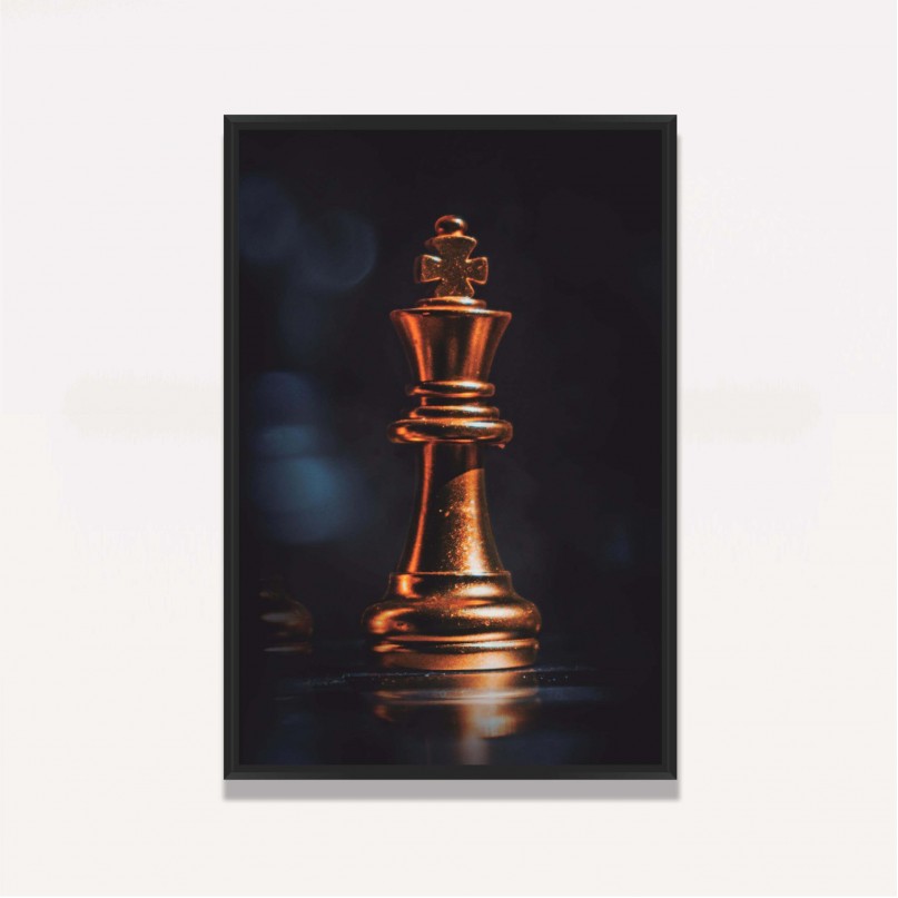 Quadro Xadrez Rei em Dourado