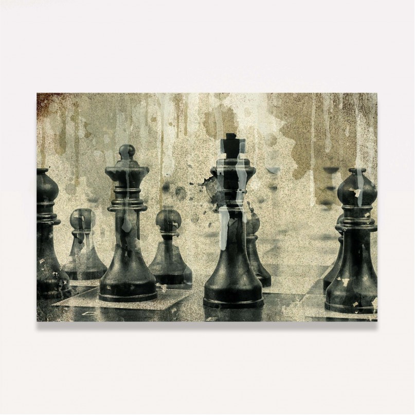 Quadro Xadrez Tabuleiro Vintage Estilo Pintura