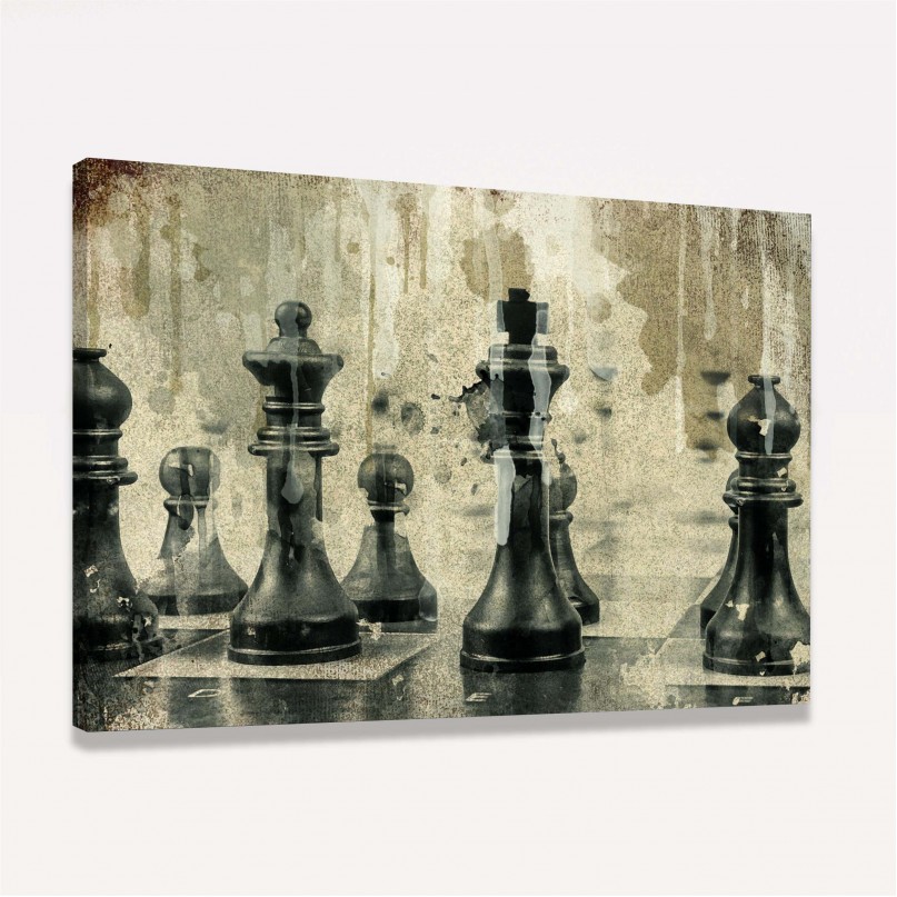Quadro Xadrez Tabuleiro Vintage Estilo Pintura