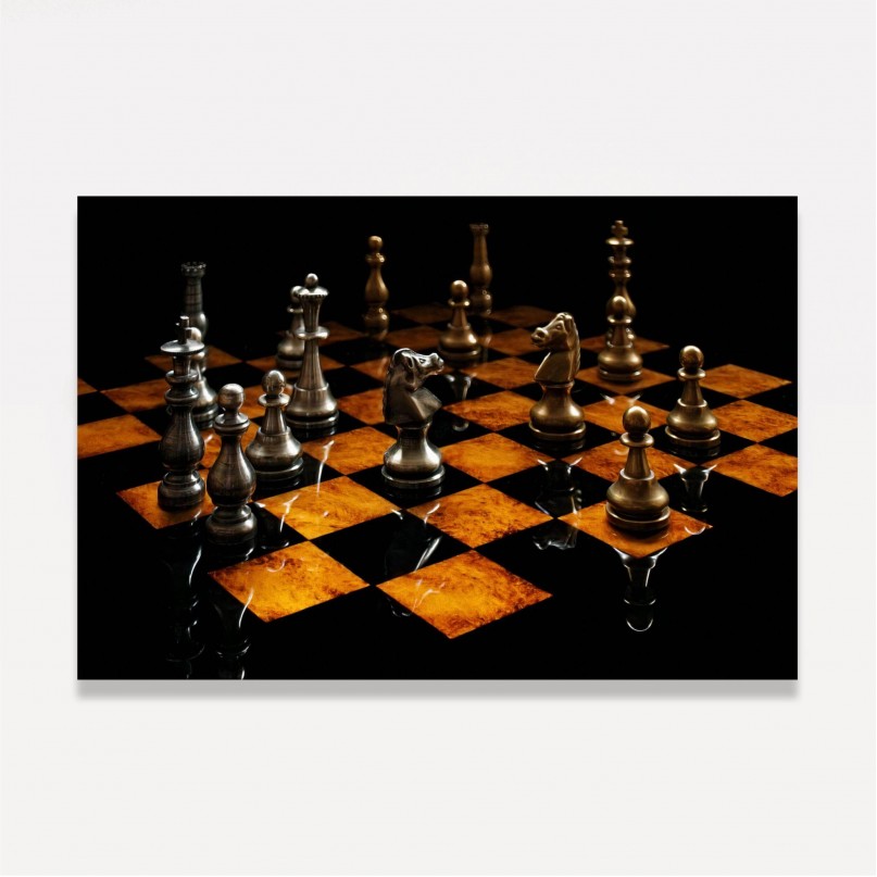 Quadro Xadrez Tabuleiro Mármore Luxo
