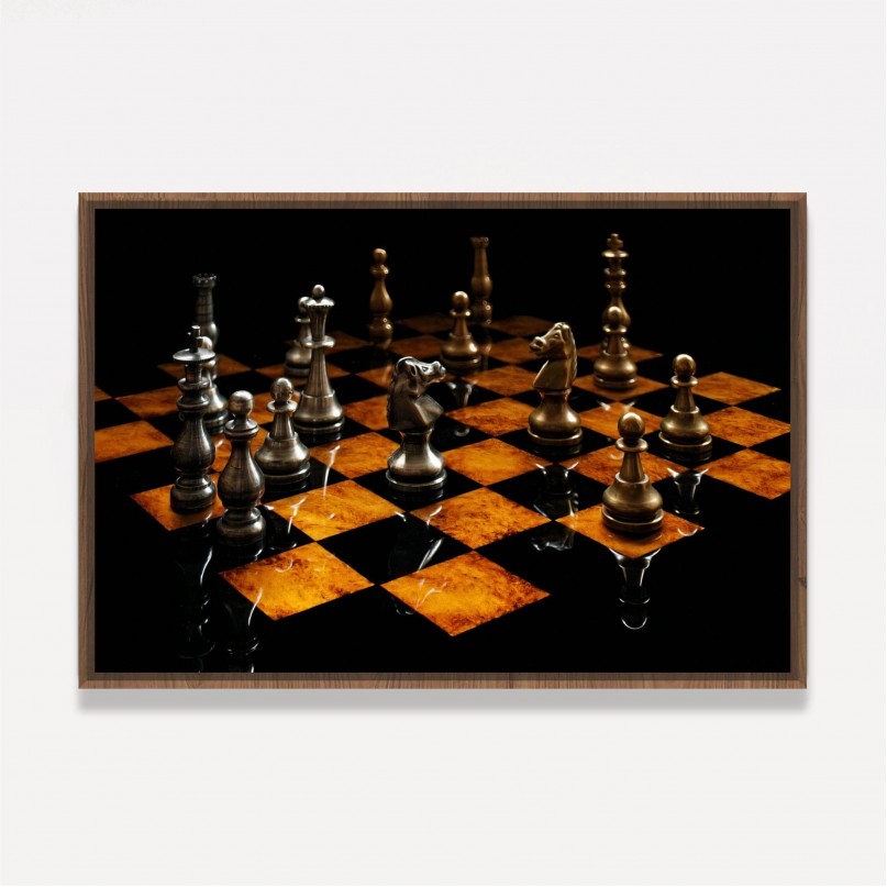 Quadro Xadrez Tabuleiro Mármore Luxo